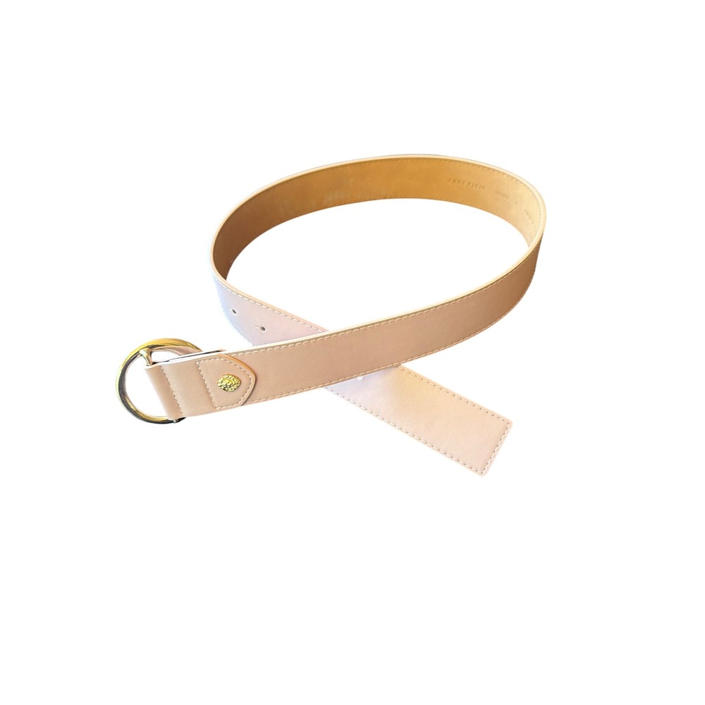 Anne Klein Belt Blush Pink Synthetic Leather Gold O-Ring Lion Head Logo Small